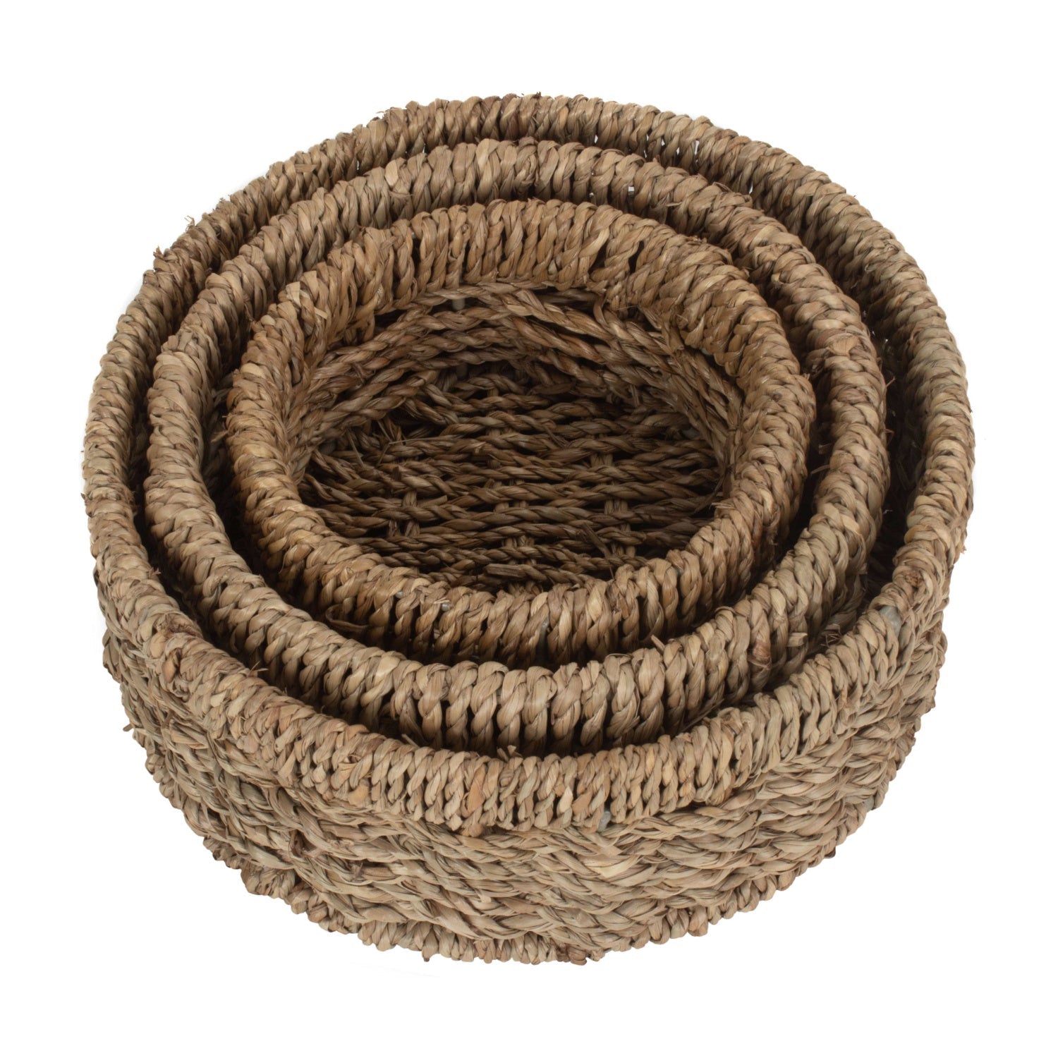 Round Seagrass Small Tray Baskets Set 3 - REGN
