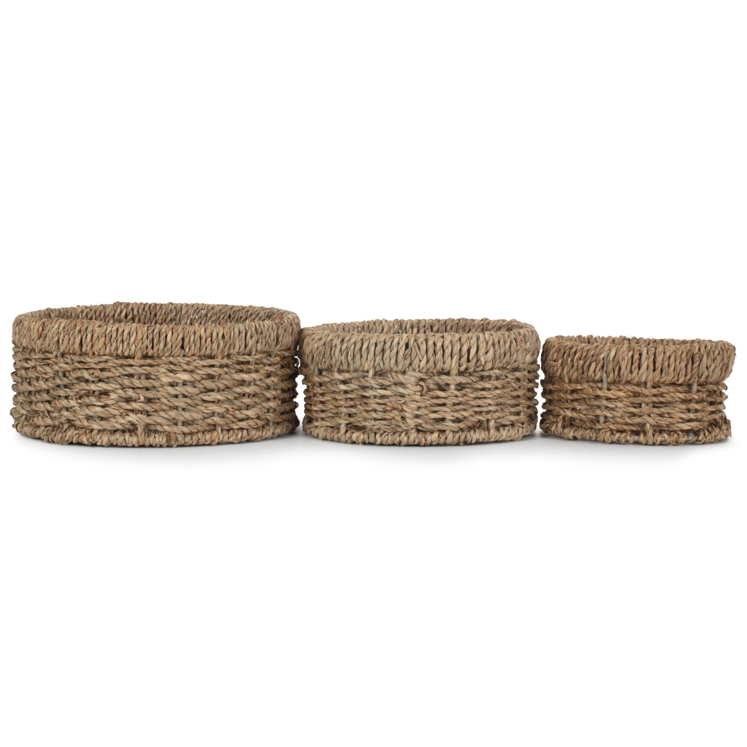 Round Seagrass Small Tray Baskets Set 3 - REGN