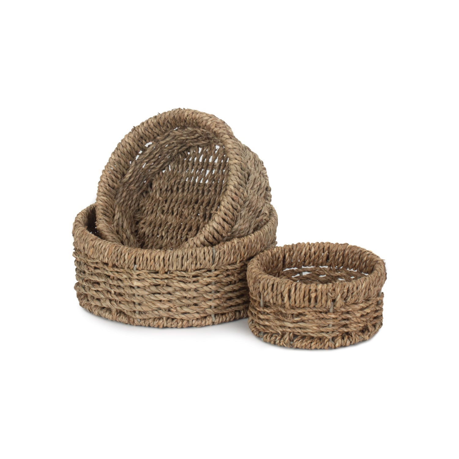 Round Seagrass Small Tray Baskets Set 3 - REGN
