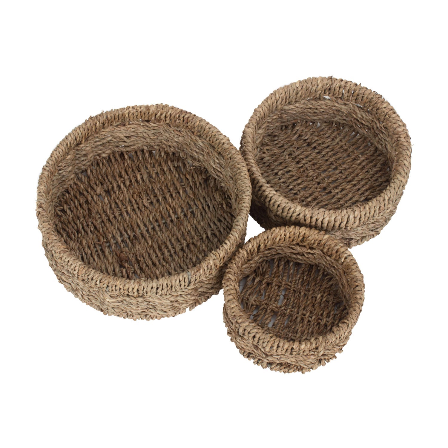 Round Seagrass Small Tray Baskets Set 3 - REGN