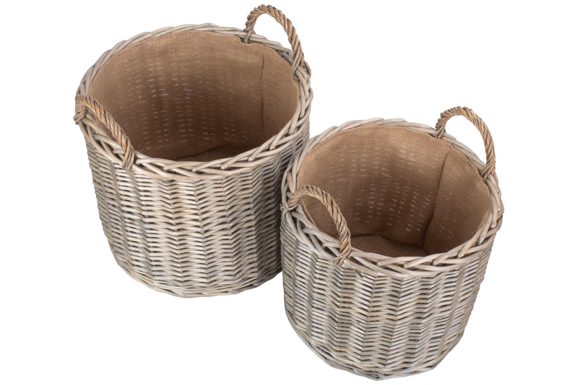 Round Straight-Sided Wicker Log Storage Basket Set 2 - REGN