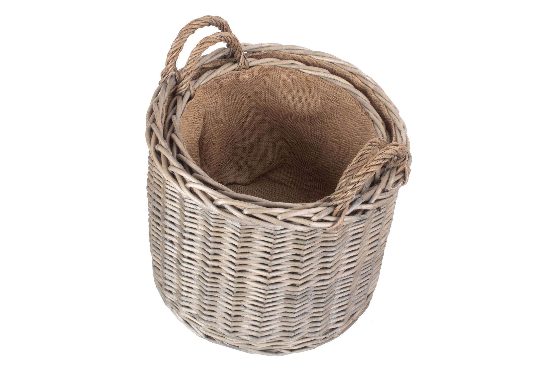 Round Straight-Sided Wicker Log Storage Basket Set 2 - REGN
