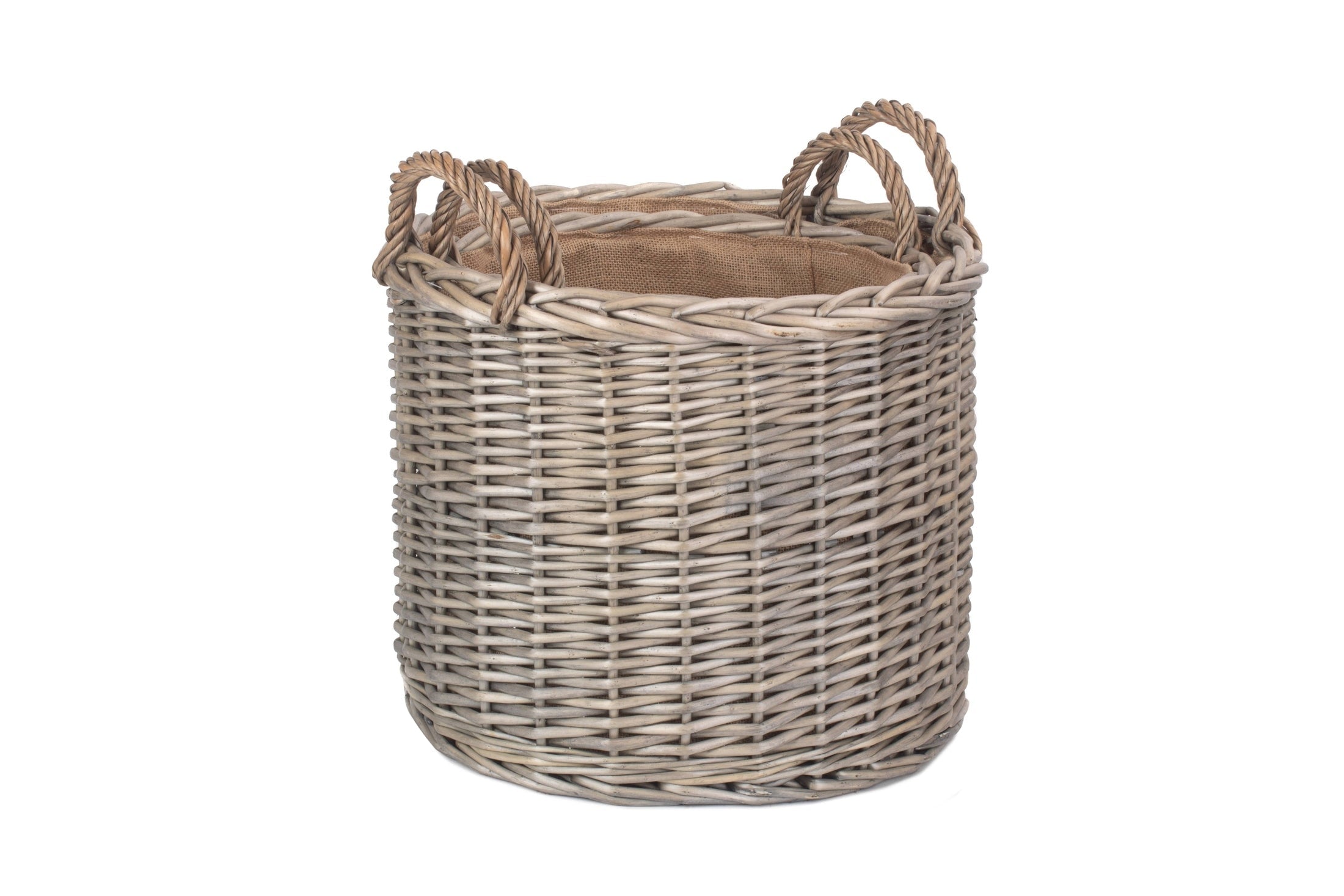 Round Straight-Sided Wicker Log Storage Basket Set 2 - REGN