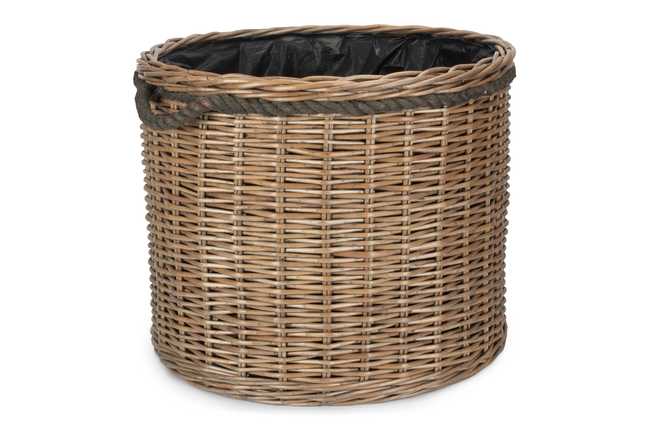 Round Willow Patio Planter With Black Plastic Lining - REGN