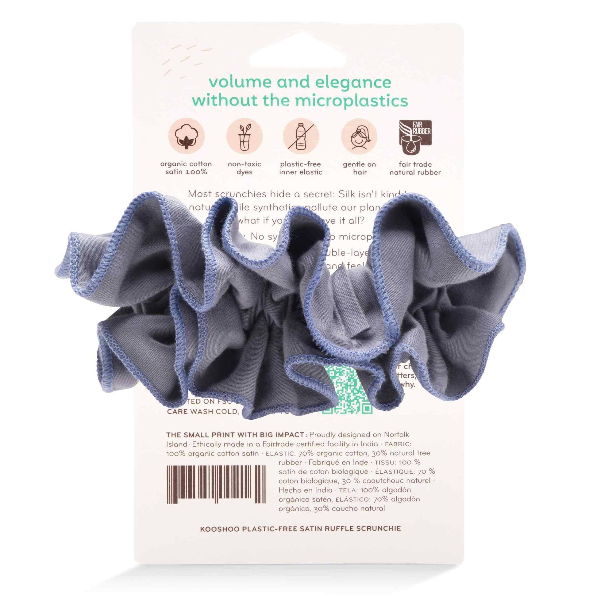 Ruched Organic Satin Scrunchie – Plastic - Free Hair Accessory - REGN