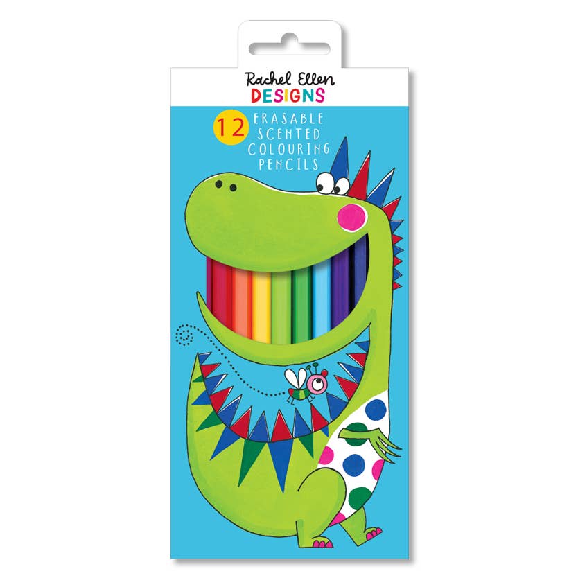Scented Dinosaur Colouring Pencils with Erasers – 12 Pack - REGN