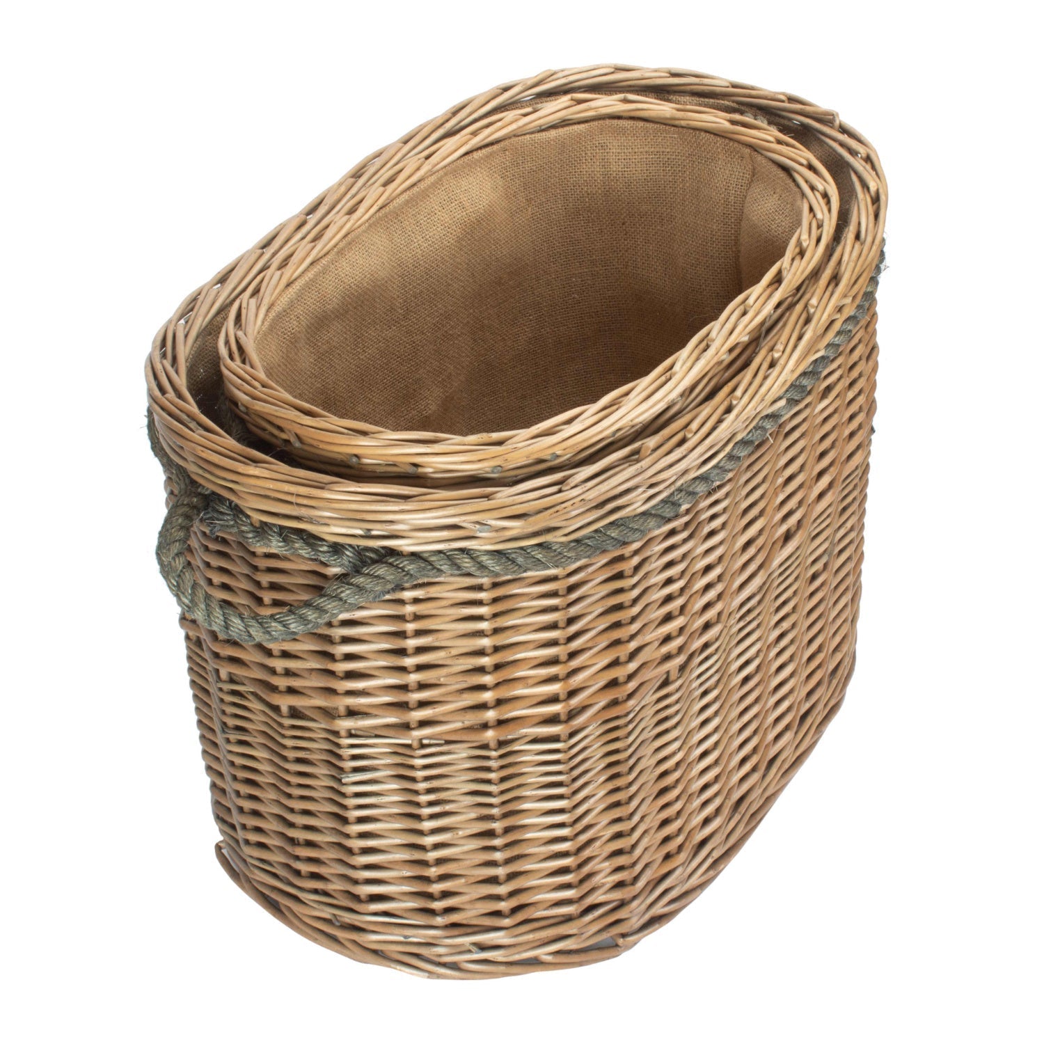 Set 2 Oval Rope Handled Log Baskets - REGN