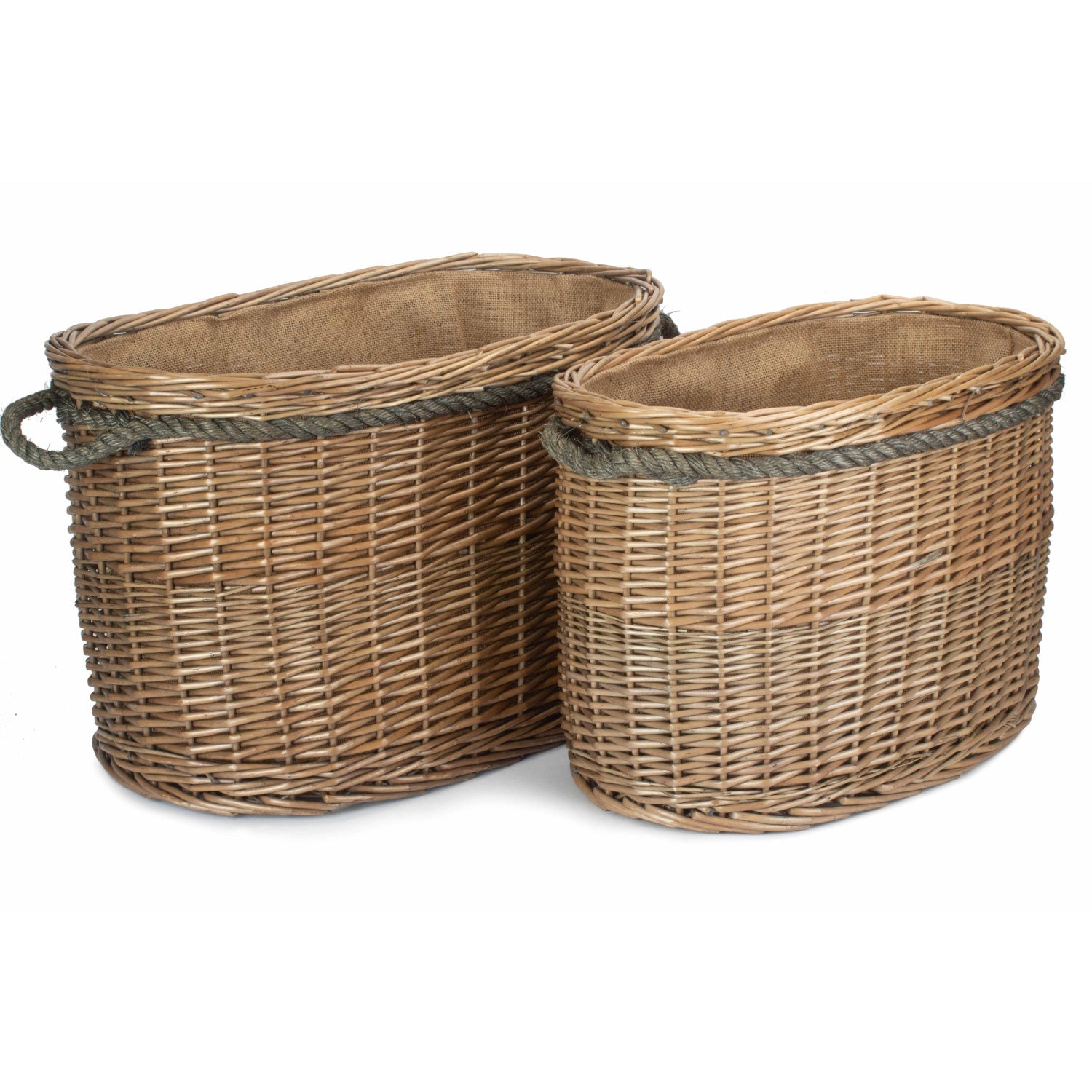 Set 2 Oval Rope Handled Log Baskets - REGN