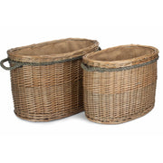 Set 2 Oval Rope Handled Log Baskets - REGN