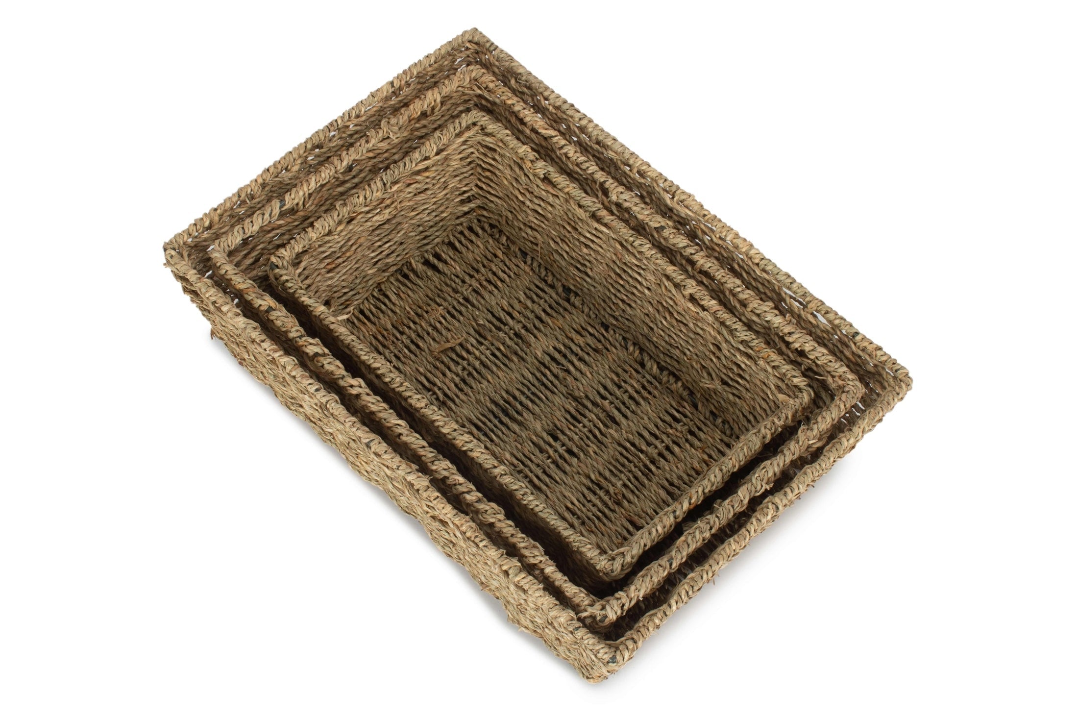 Set 3 Tapered Seagrass Tray Baskets - REGN