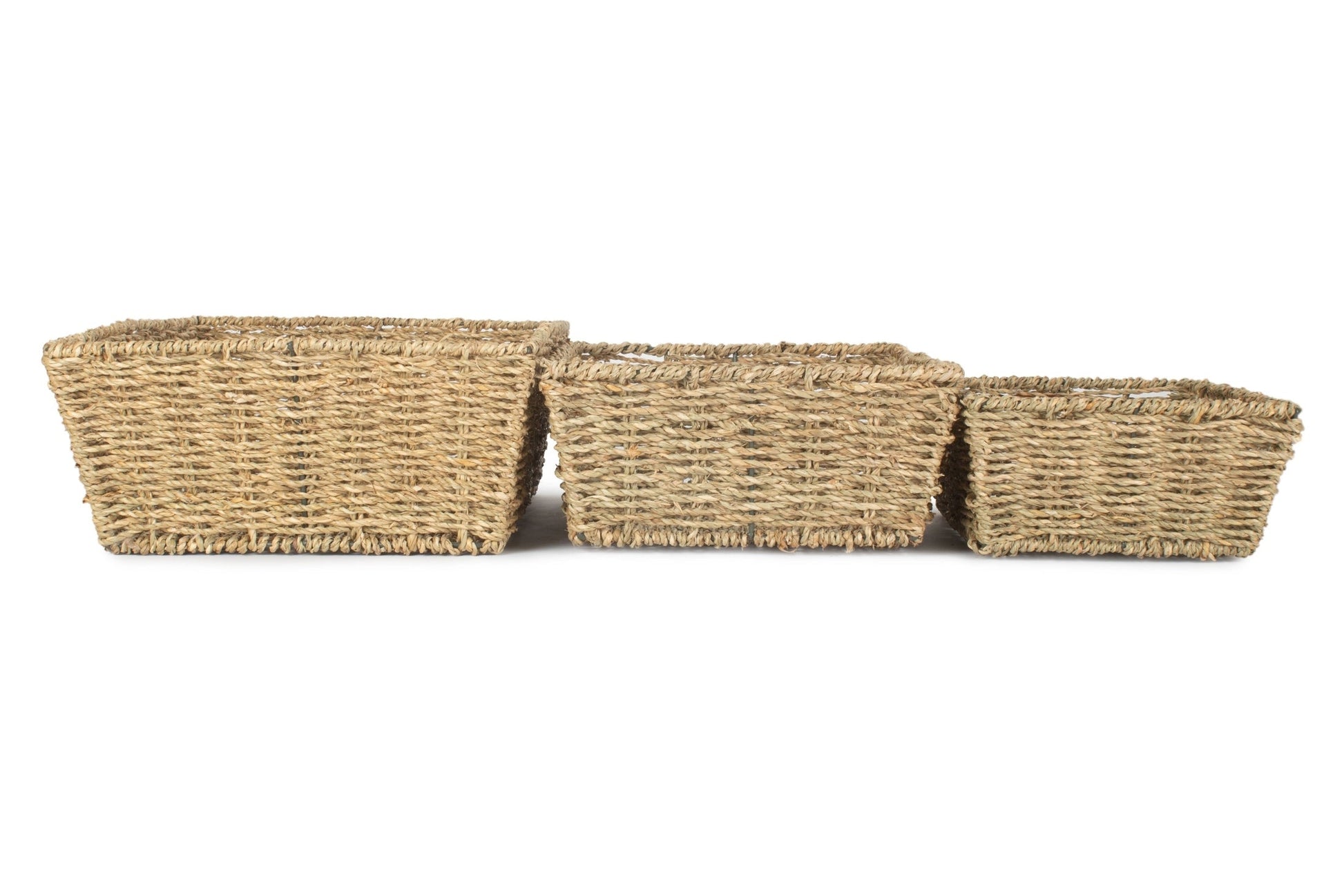 Set 3 Tapered Seagrass Tray Baskets - REGN