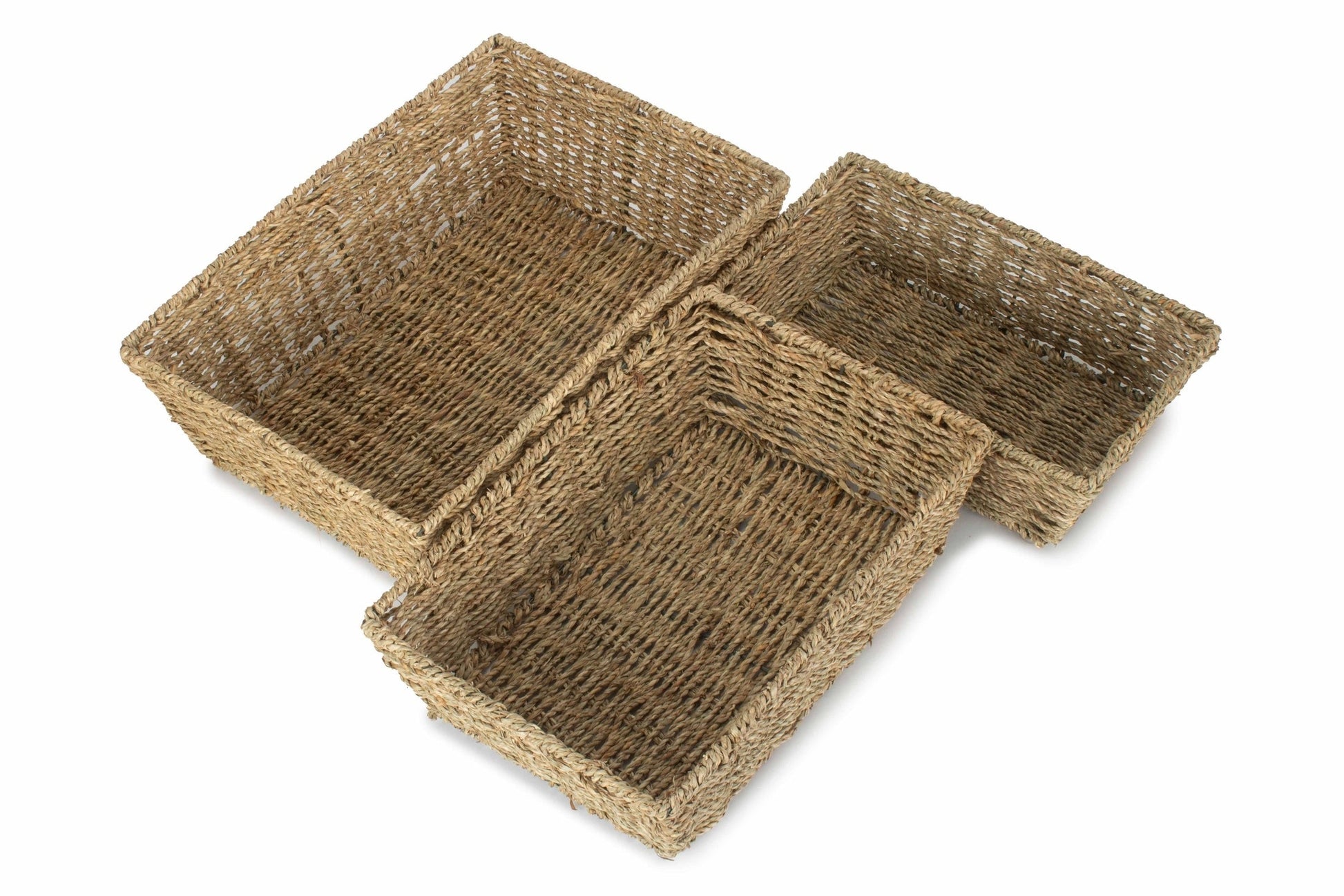 Set 3 Tapered Seagrass Tray Baskets - REGN