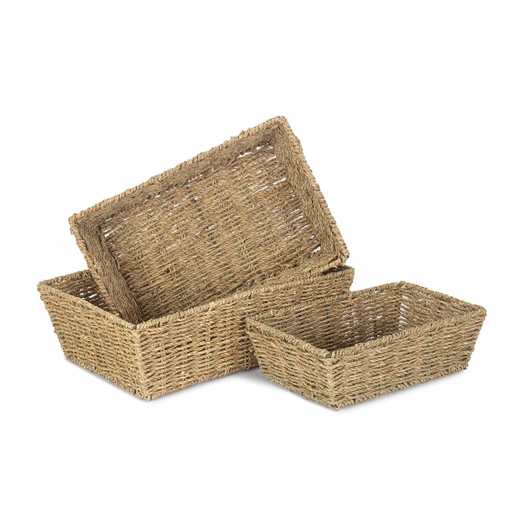 Set 3 Tapered Seagrass Tray Baskets - REGN