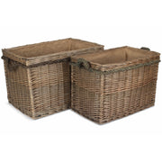Set of 2 Rectangular Rope Handled Log Baskets - REGN