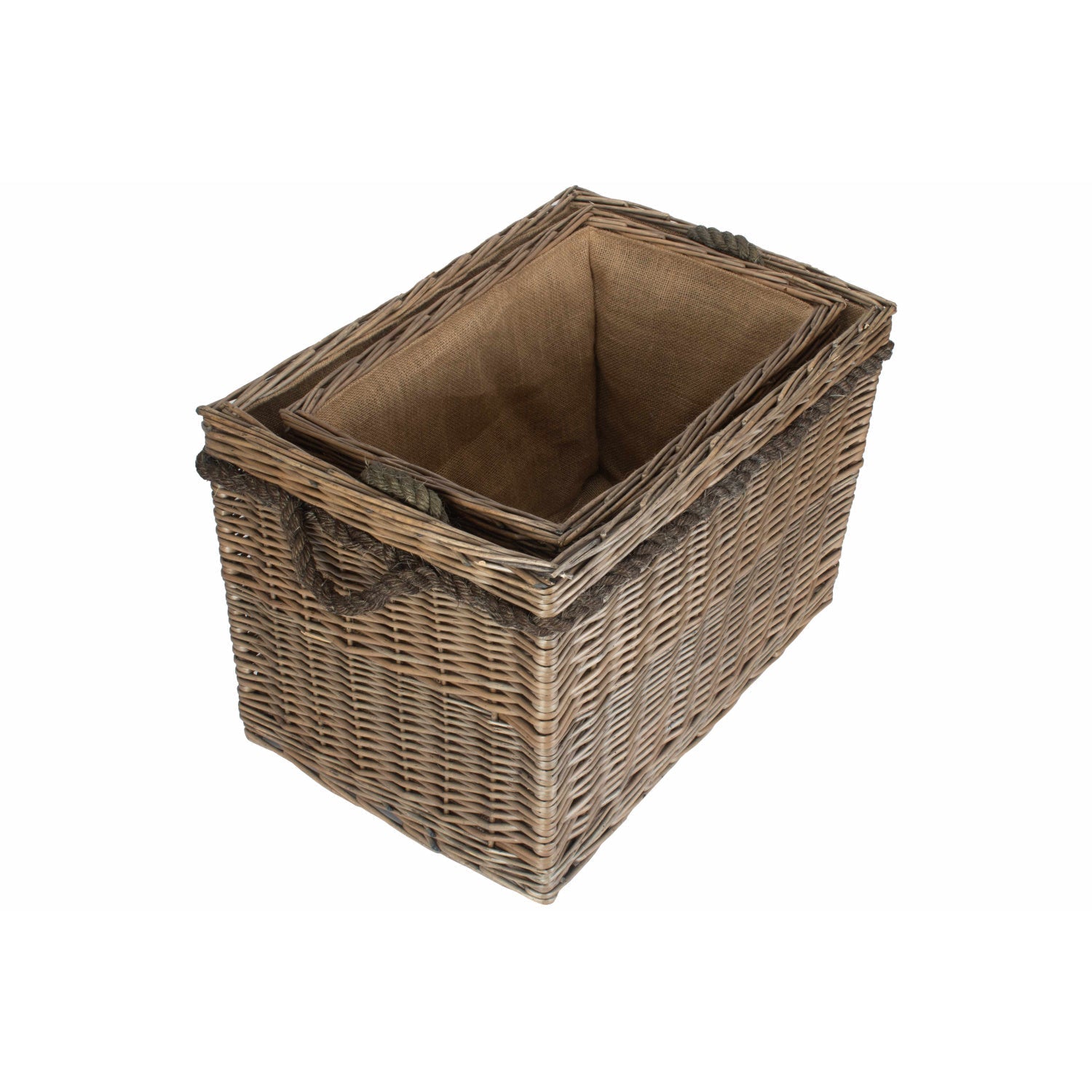 Set of 2 Rectangular Rope Handled Log Baskets - REGN