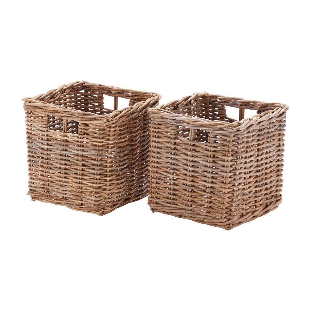 Set of 2 Square Kubu Rattan Storage Baskets - REGN