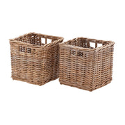 Set of 2 Square Kubu Rattan Storage Baskets - REGN