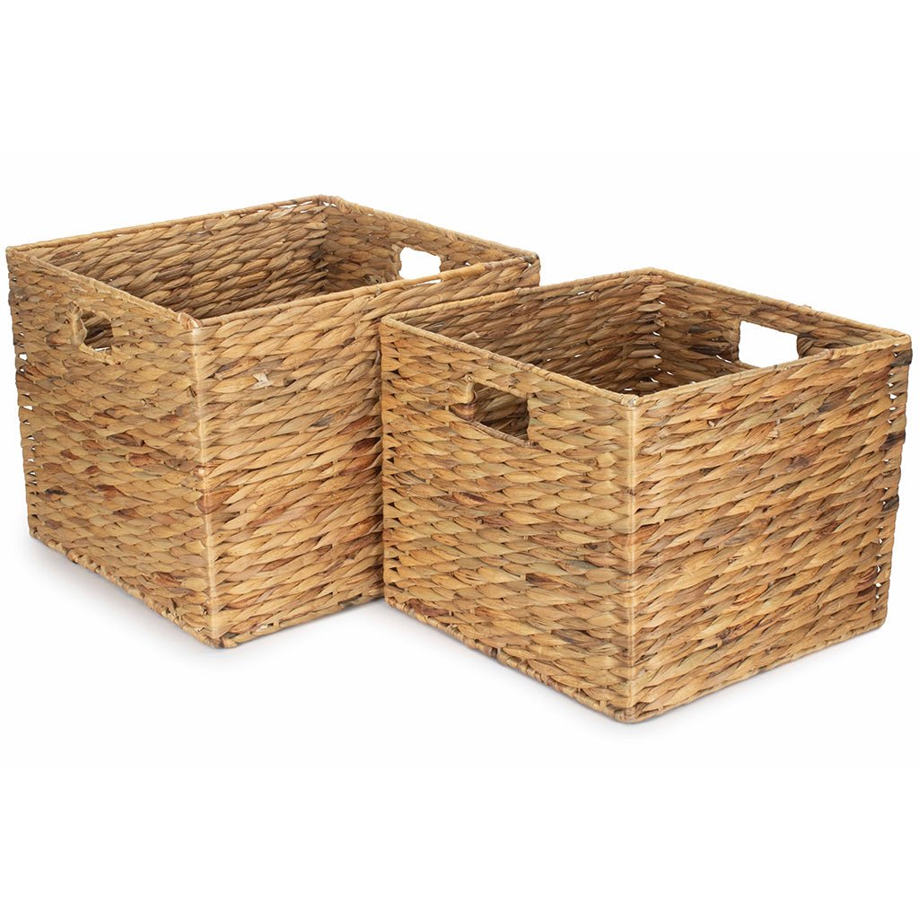 Set of 2 Square Water Hyacinth Storage Baskets - REGN