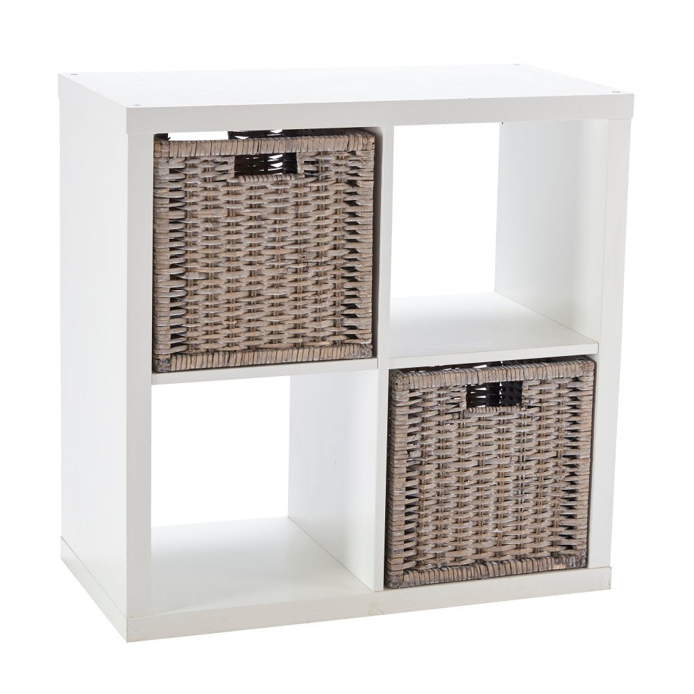 Set of 2 Square Willow Storage Baskets – Grey - REGN
