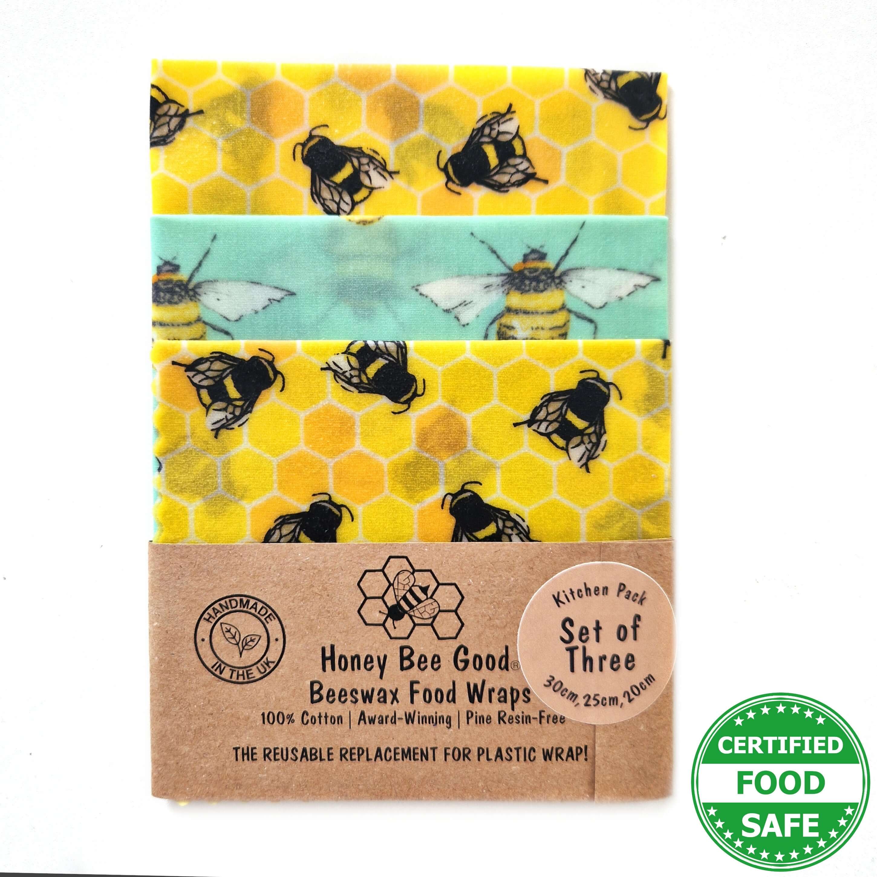 *Set of 3 Handmade Beeswax Wraps | Bee Happy - REGN