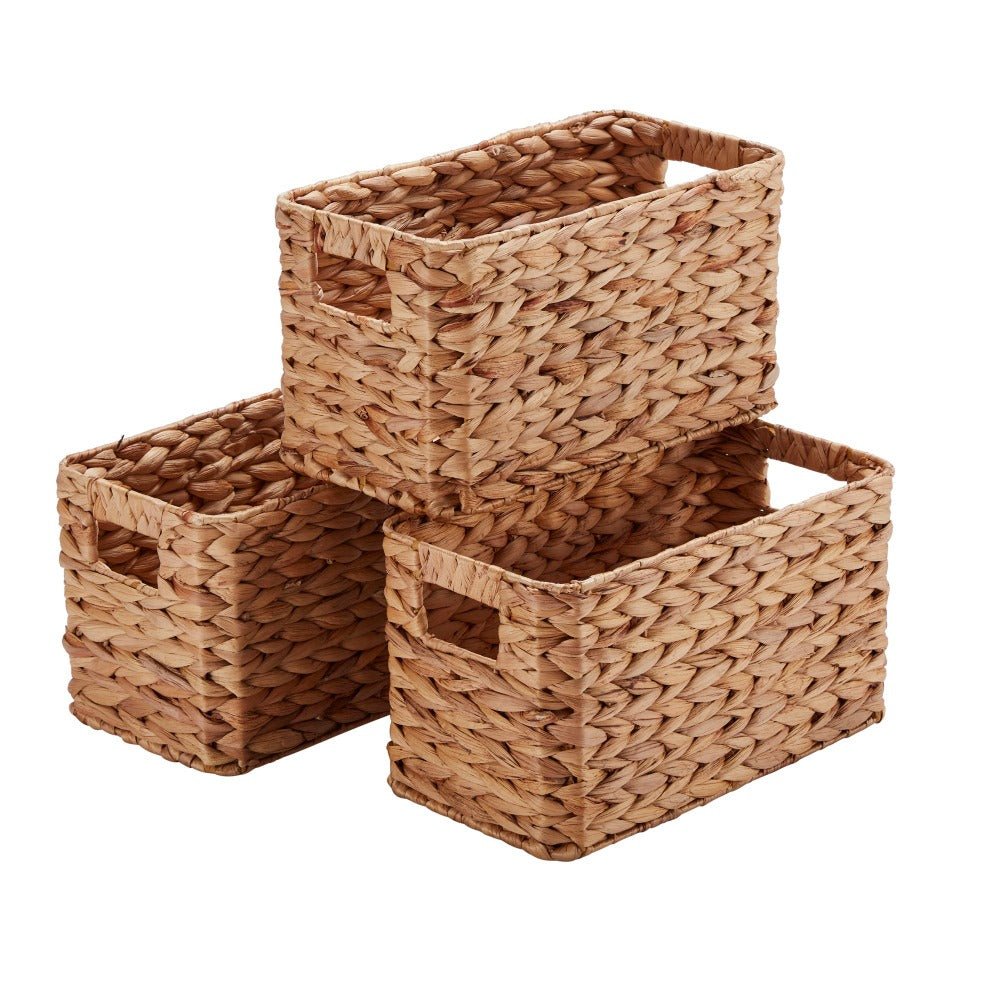 Set of 3 Rectangular Milton Natural Rattan Storage Baskets - REGN