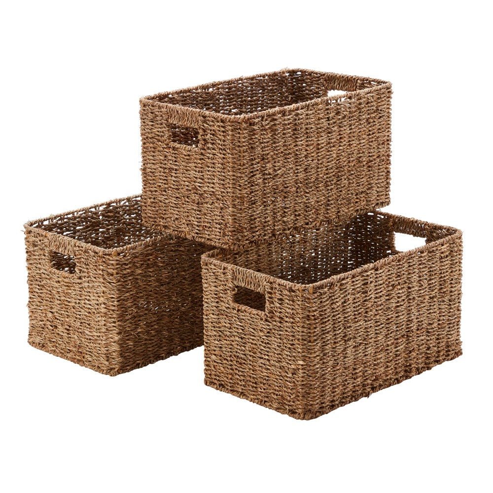 Set of 3 Rectangular Seagrass Storage Baskets - REGN
