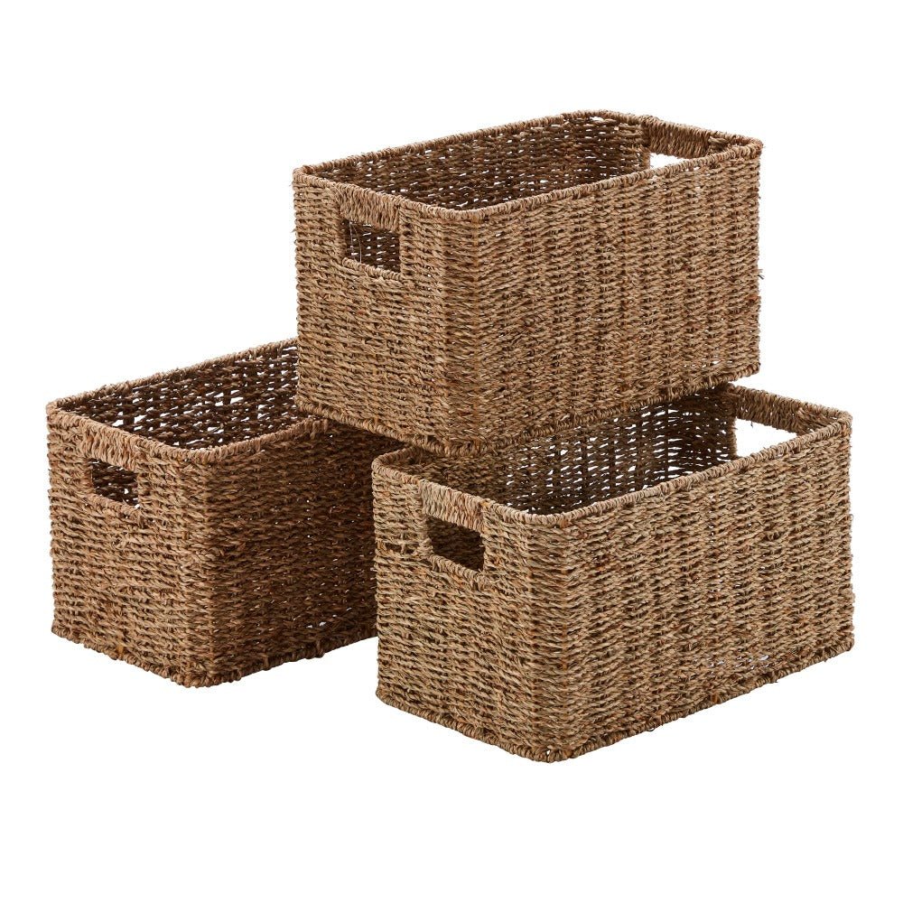 Set of 3 Rectangular Seagrass Storage Baskets - REGN