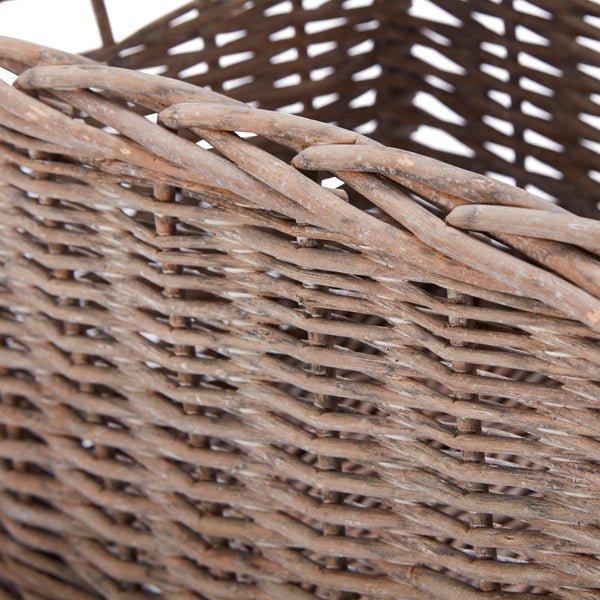 Set of 4 Medium Rectangular Willow Storage Baskets - Grey - REGN