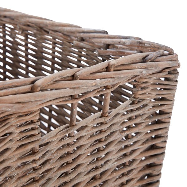Set of 4 Medium Rectangular Willow Storage Baskets - Grey - REGN