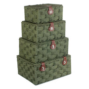 Set of 4 Paper Rope Hampers - Forest Green - REGN