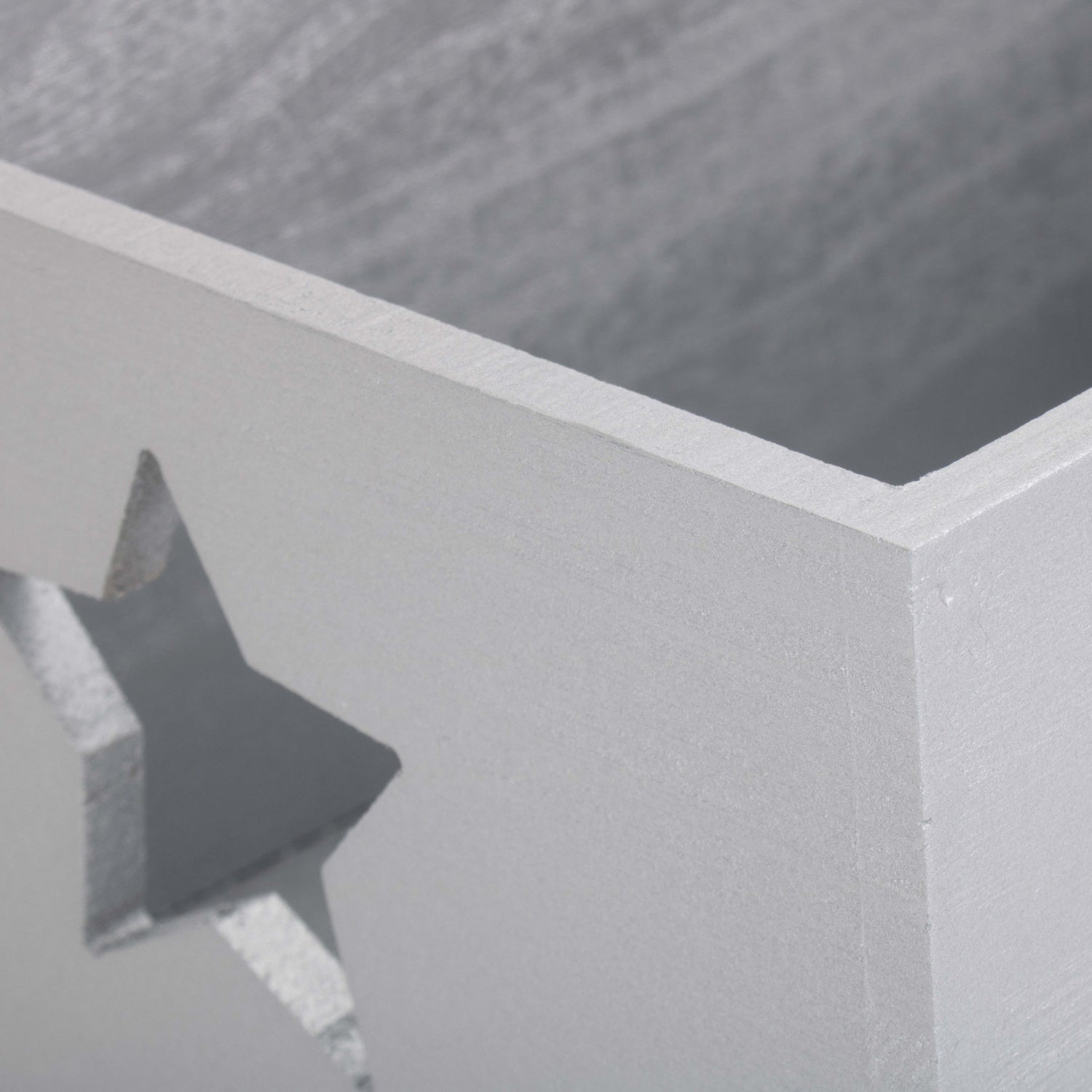 Silver Grey Star Cut-Out Wooden Box with Lid - REGN