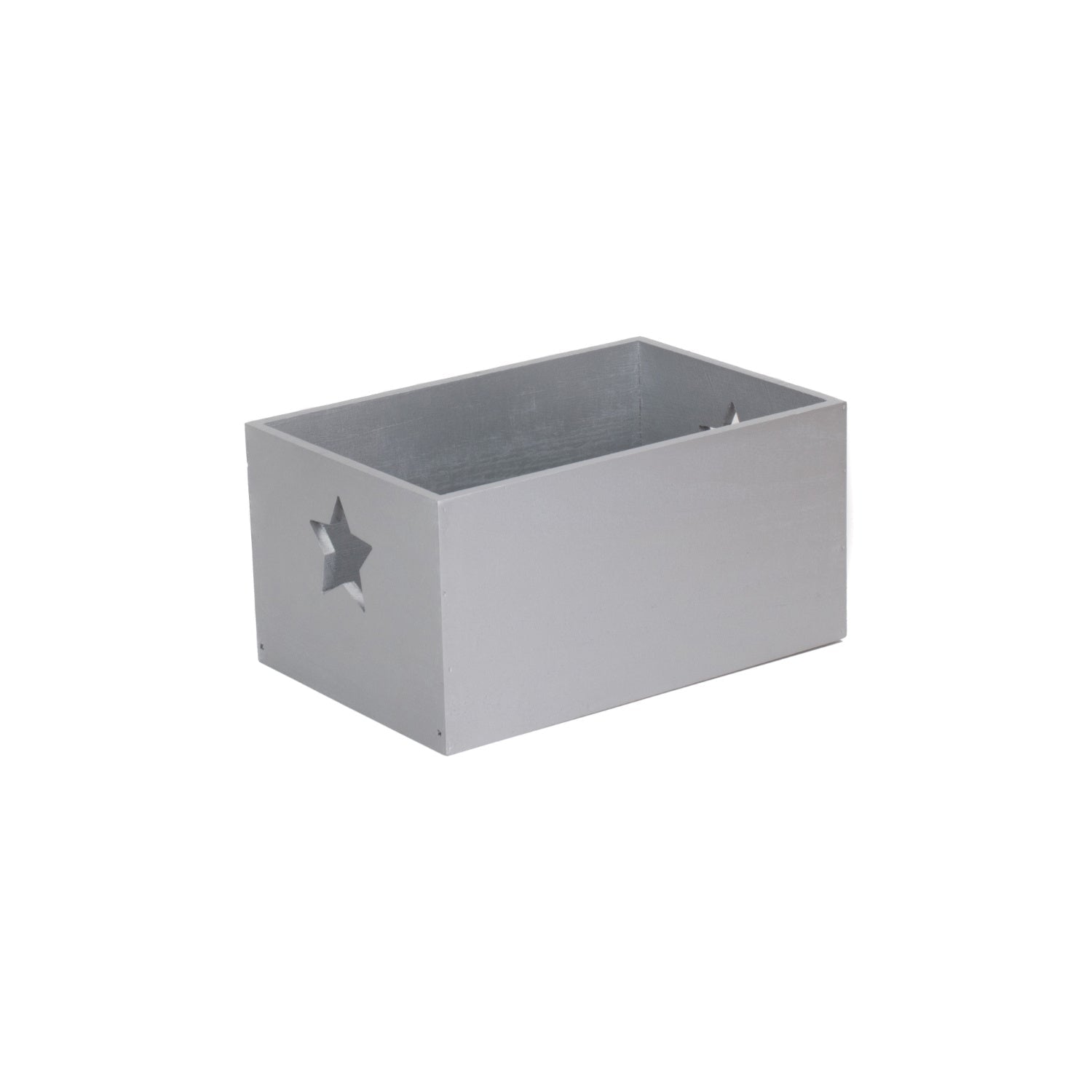 Silver Grey Star Cut-Out Wooden Box with Lid - REGN