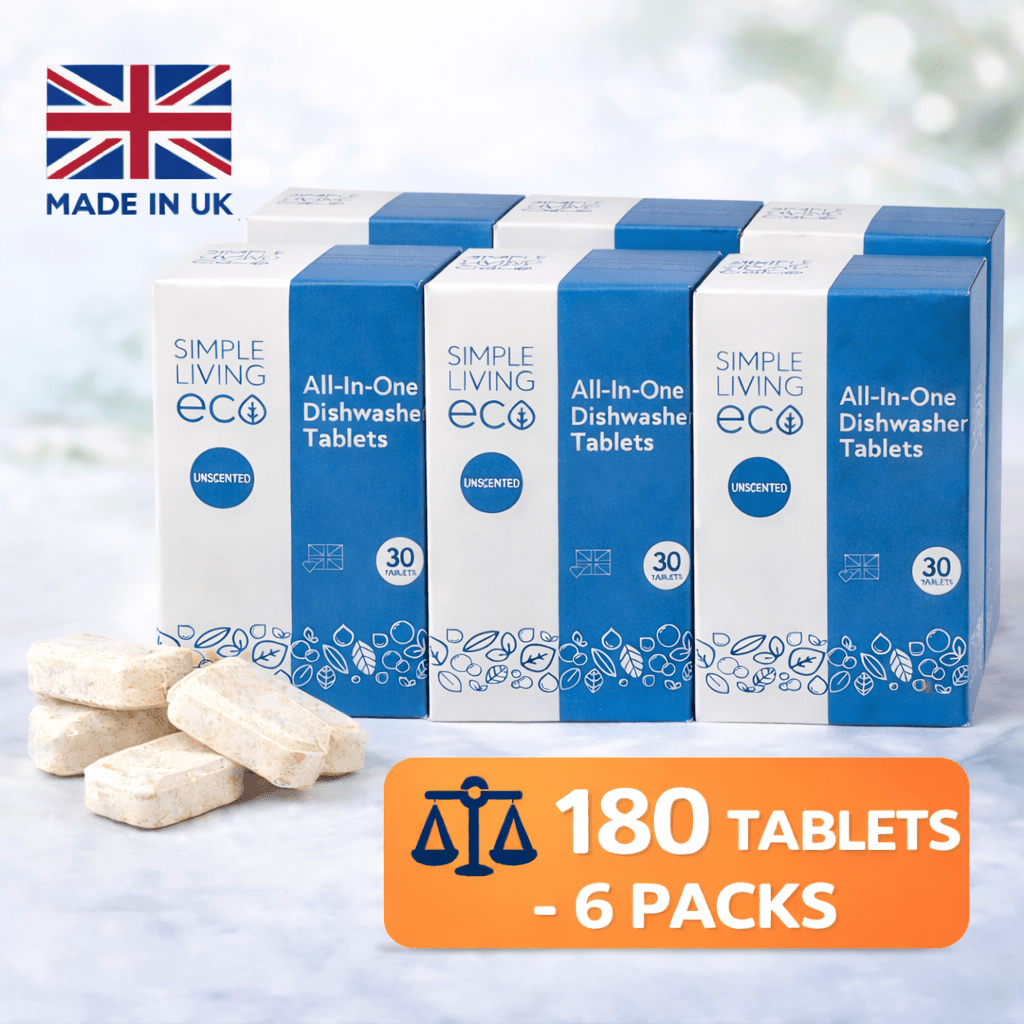 Simple Living Eco All - In - One Dishwasher Tablets | Plant - Based & Plastic - Free | 180 Tablets | Made In The UK - REGN