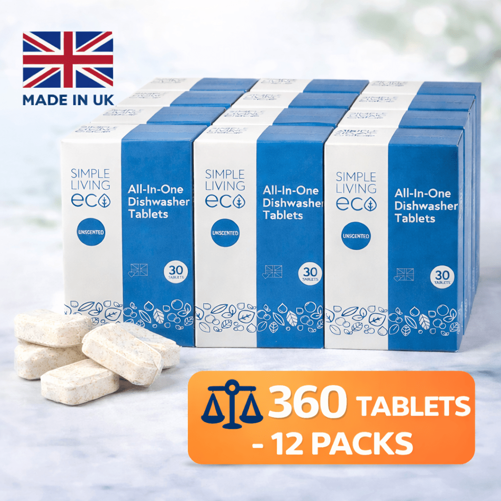 Simple Living Eco All - In - One Dishwasher Tablets | Plant - Based & Plastic - Free | 360 Tablets | Made In The UK - REGN