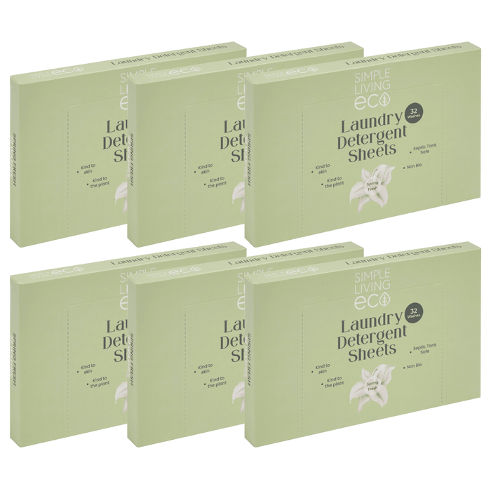Simple Living Eco Laundry Detergent Sheets | 6 Pack (192 Washes) | UK Made