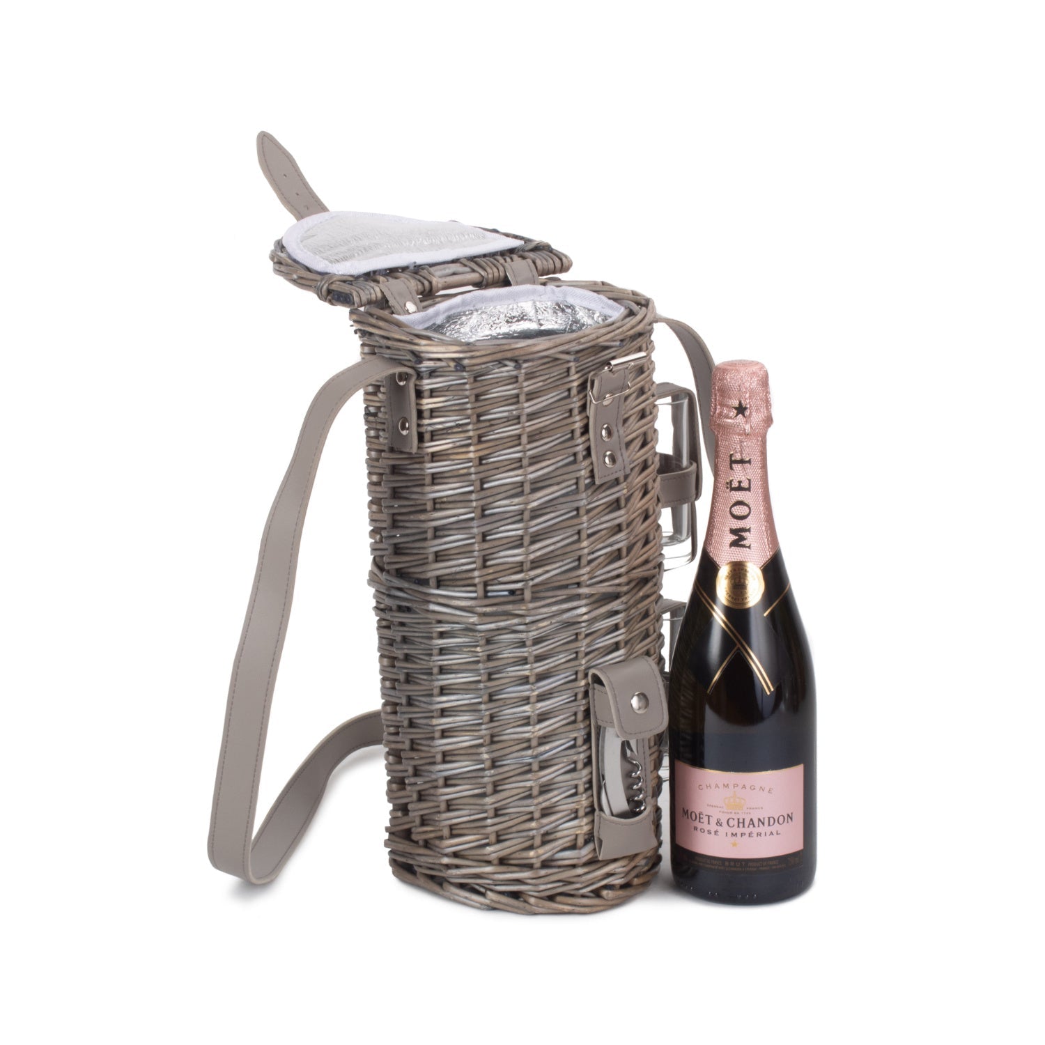 Single Bottle & 2 Cartridge Glass Carrier With Shoulder Strap - REGN