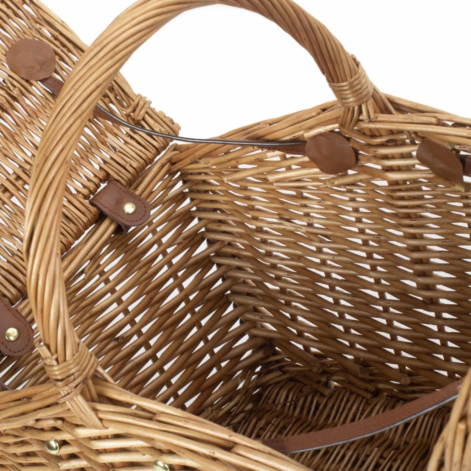 Slope-Sided Light Steamed Willow Picnic Hamper Basket - REGN