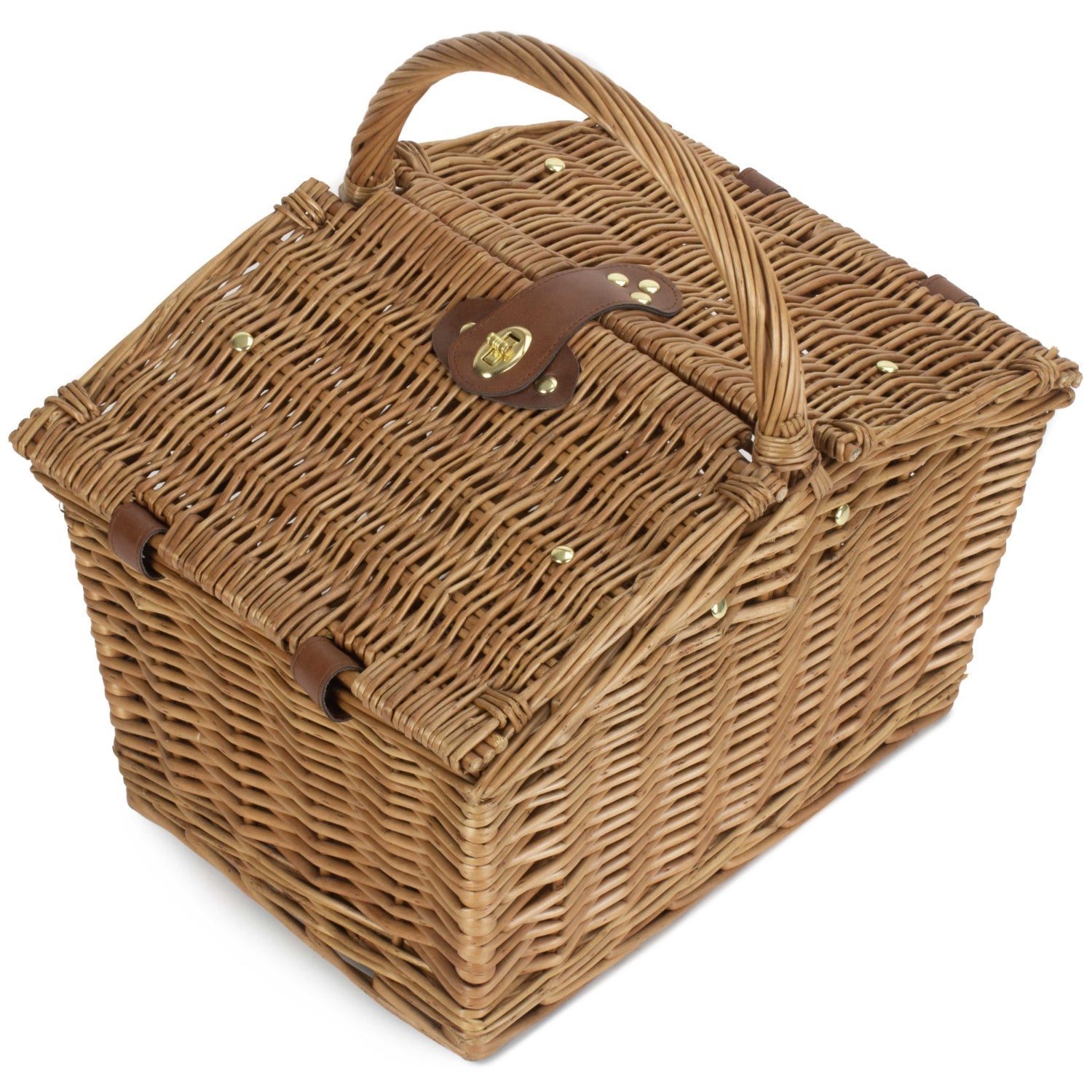 Slope-Sided Light Steamed Willow Picnic Hamper Basket - REGN