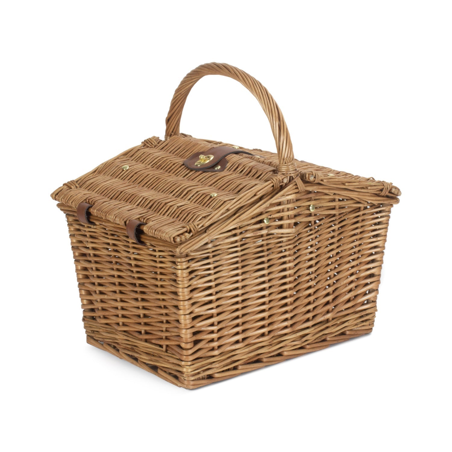 Slope-Sided Light Steamed Willow Picnic Hamper Basket - REGN