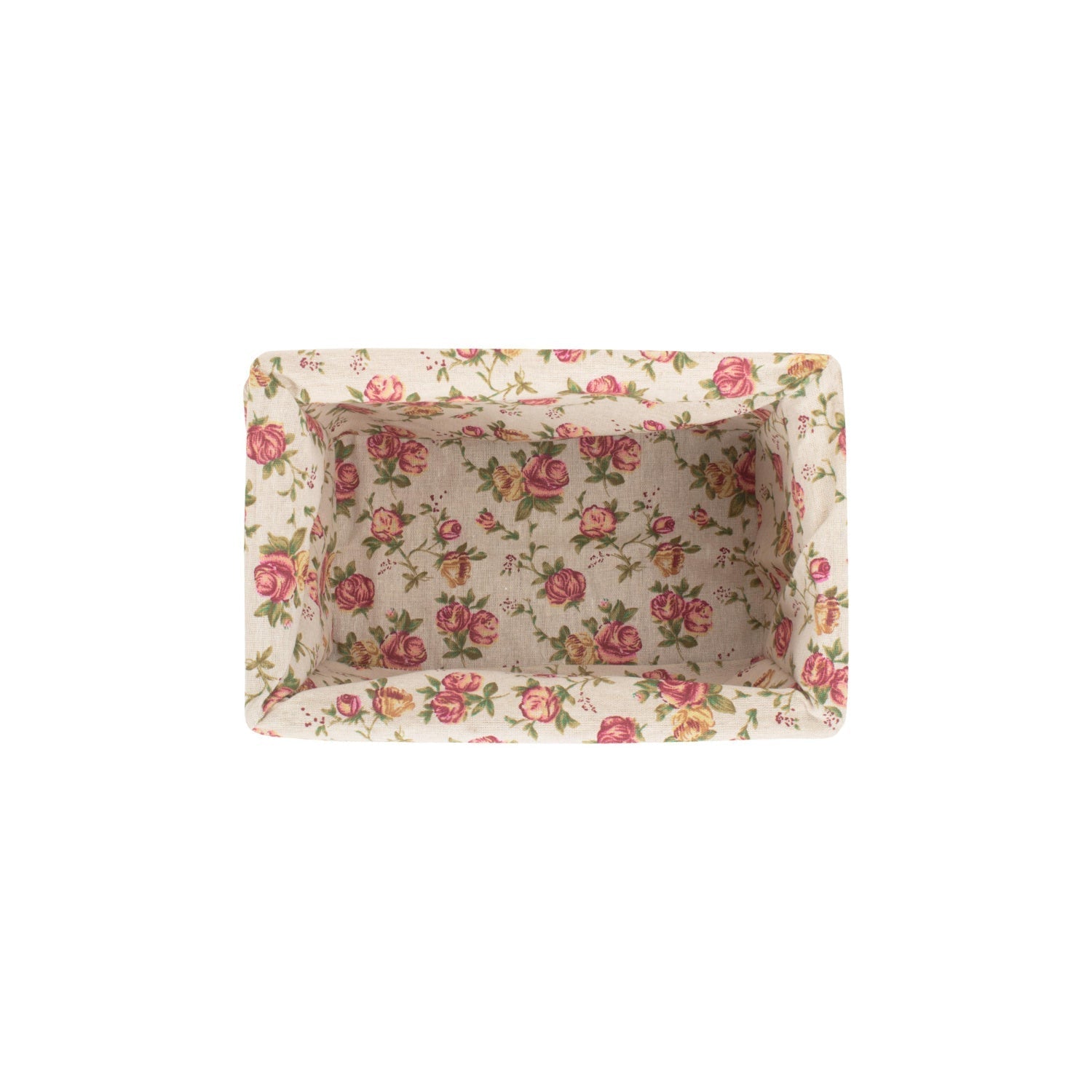 Small Antique Wash Willow Storage Basket with Garden Rose Lining - REGN