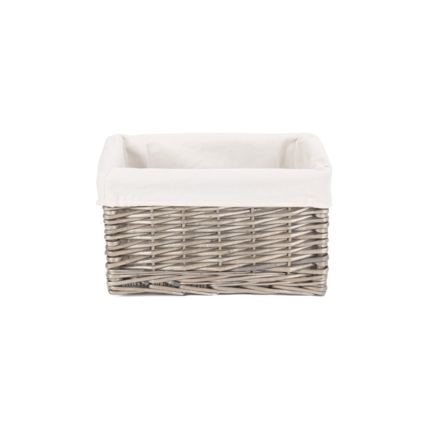 Small Antique Wash Willow Storage Basket with White Lining - REGN