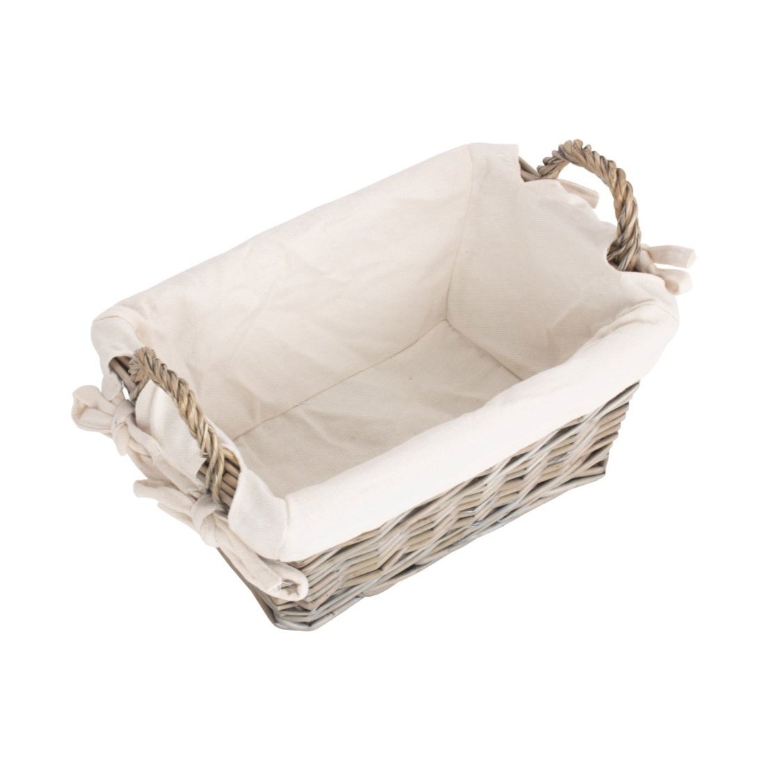 Small Antique Wash Willow Tapered Storage Basekt with White Lining - REGN