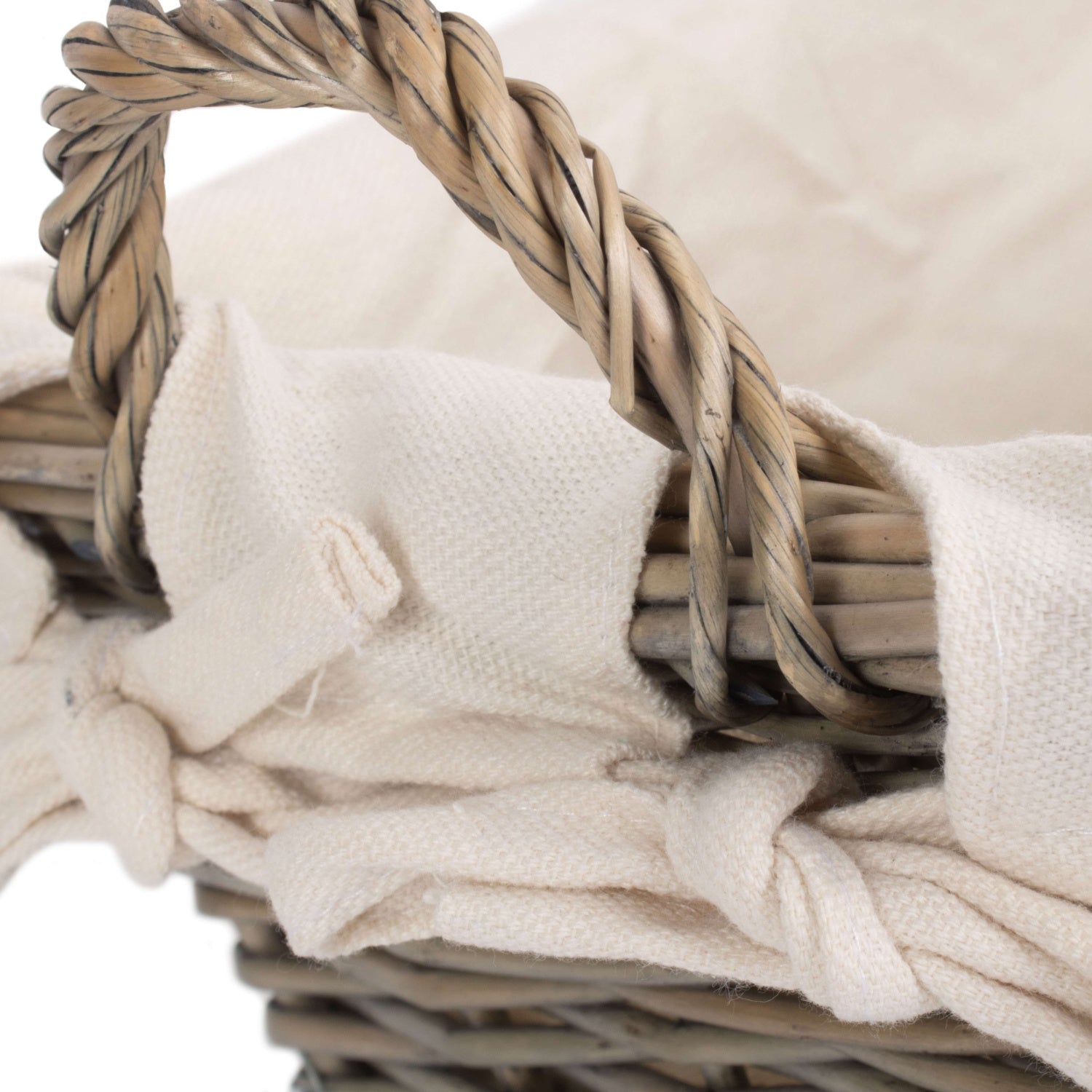 Small Antique Wash Willow Tapered Storage Basekt with White Lining - REGN