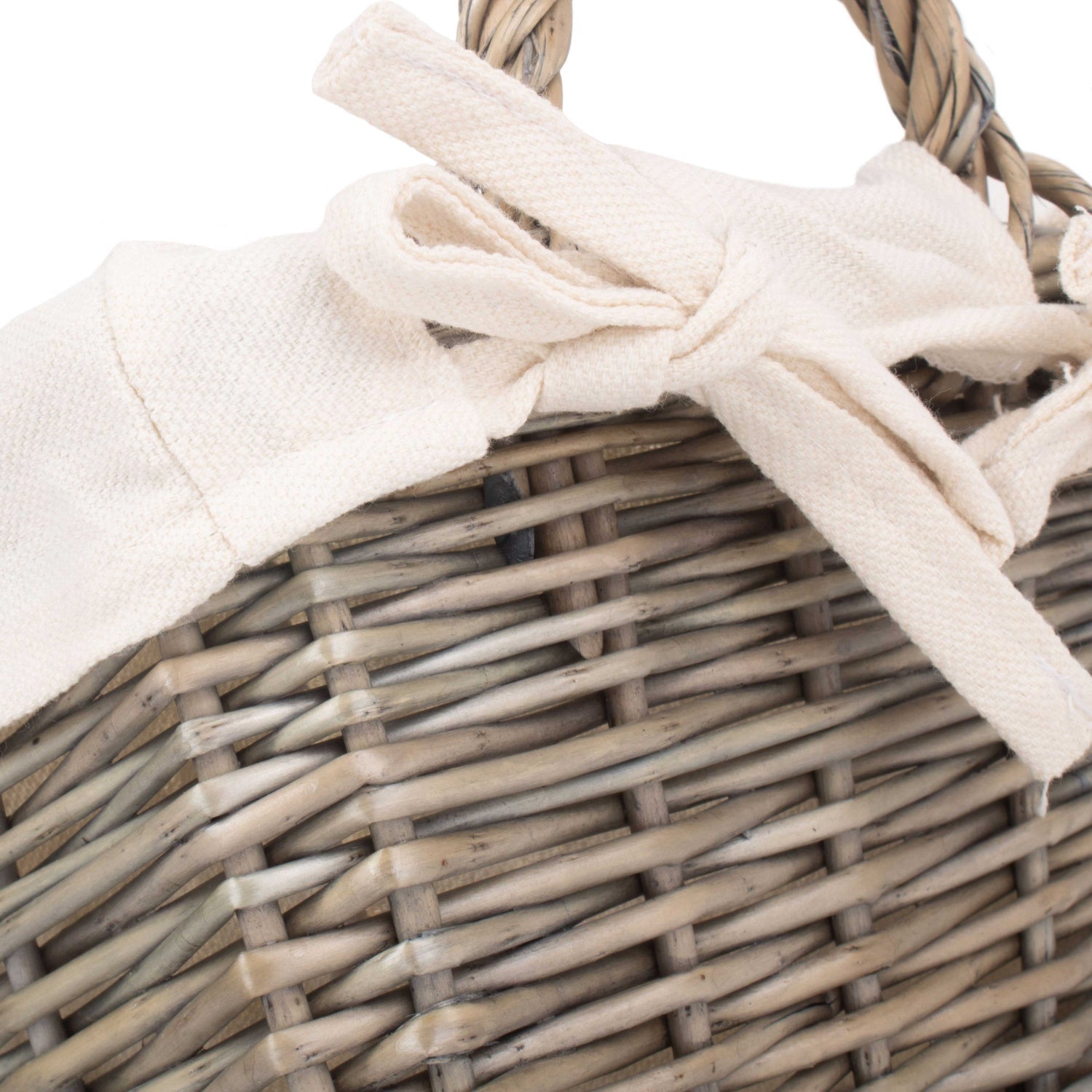 Small Antique Wash Willow Tapered Storage Basekt with White Lining - REGN