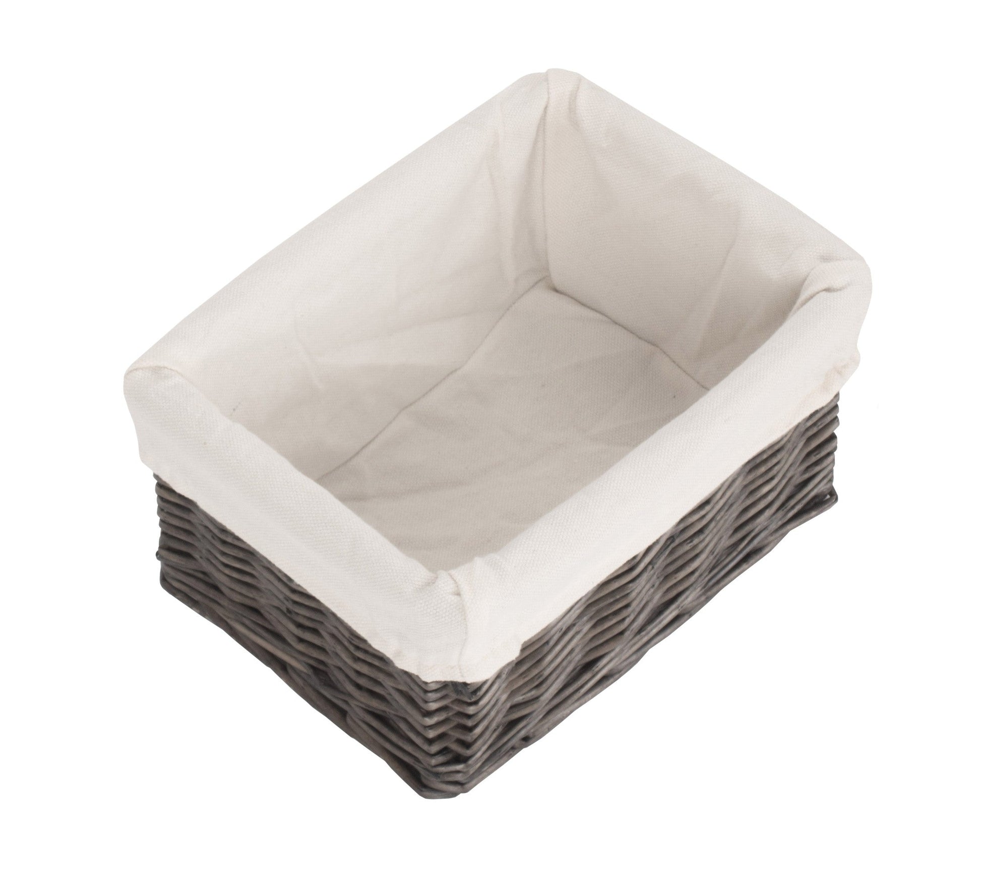 Small Antique Wash Willow Tray Basket with White Lining - REGN