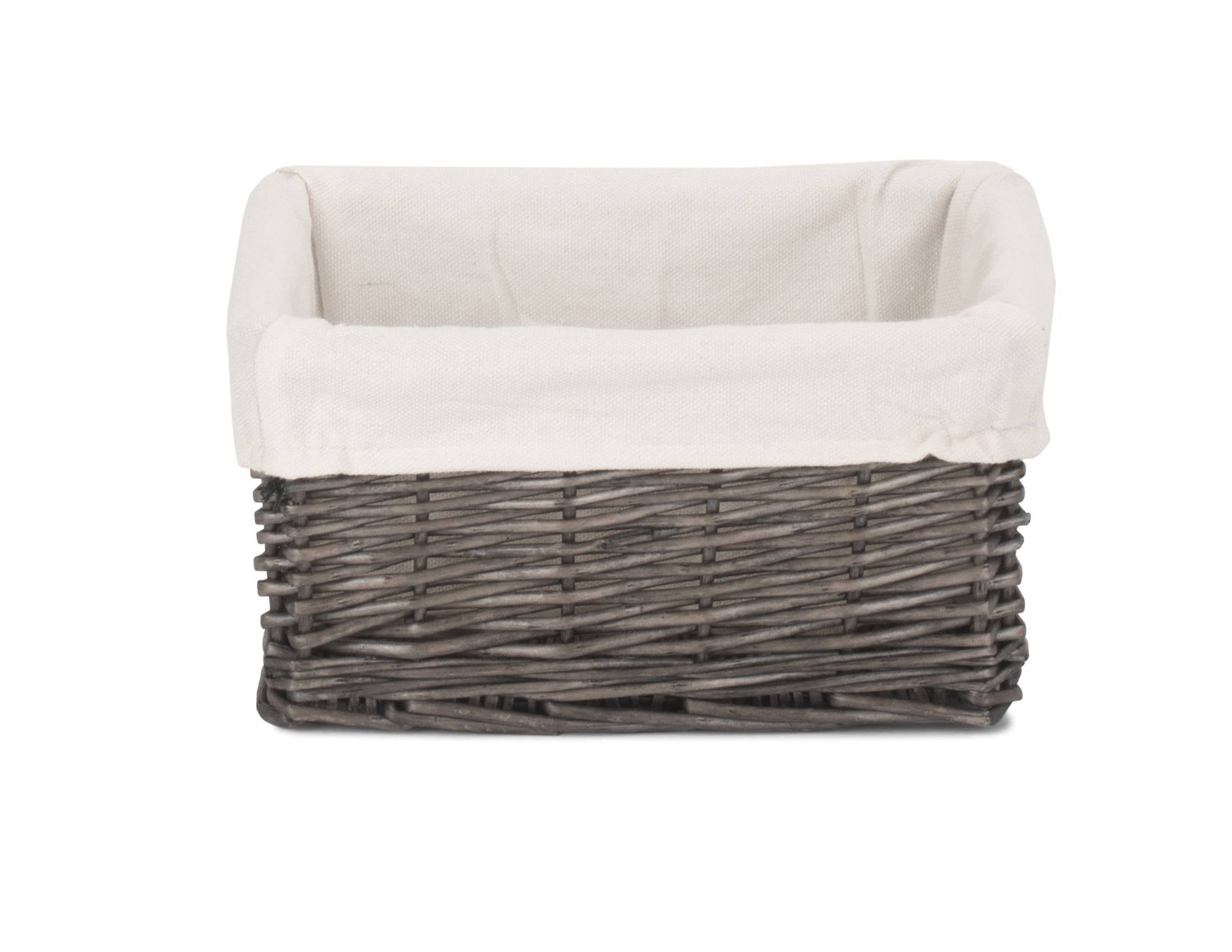 Small Antique Wash Willow Tray Basket with White Lining - REGN