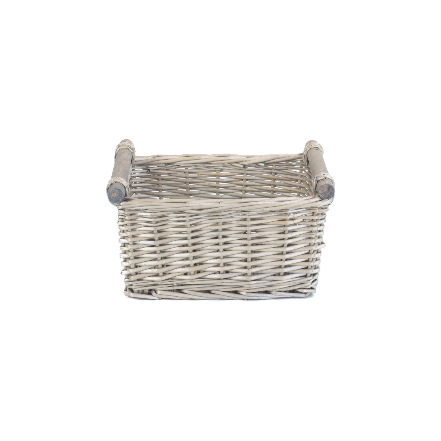 Small Antique Wash Wooden Handled Storage Basket - REGN