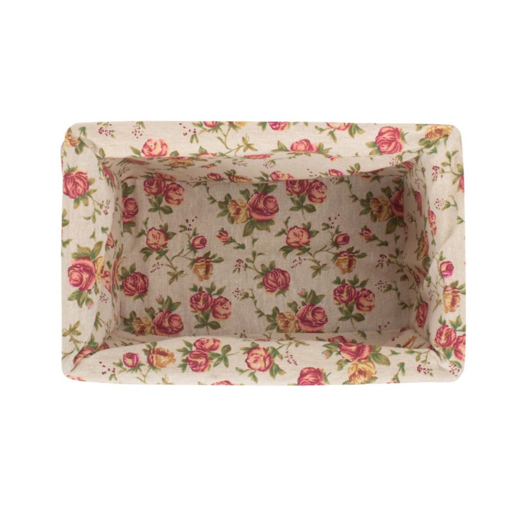 Small Double Steamed Willow Storage Basket with Garden Rose Lining - REGN