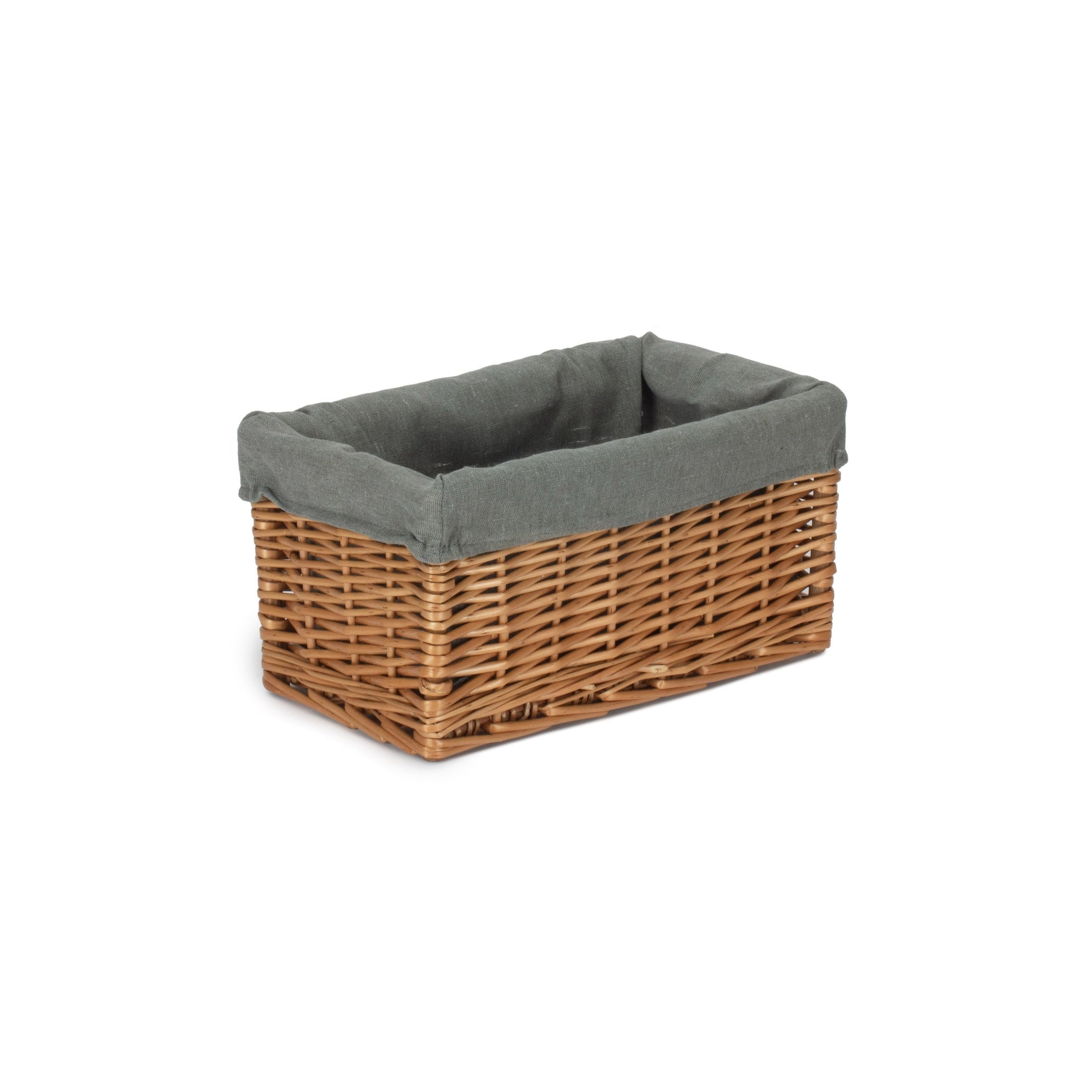 Small Double Steamed Willow Storage Basket with Grey Sage Lining - REGN