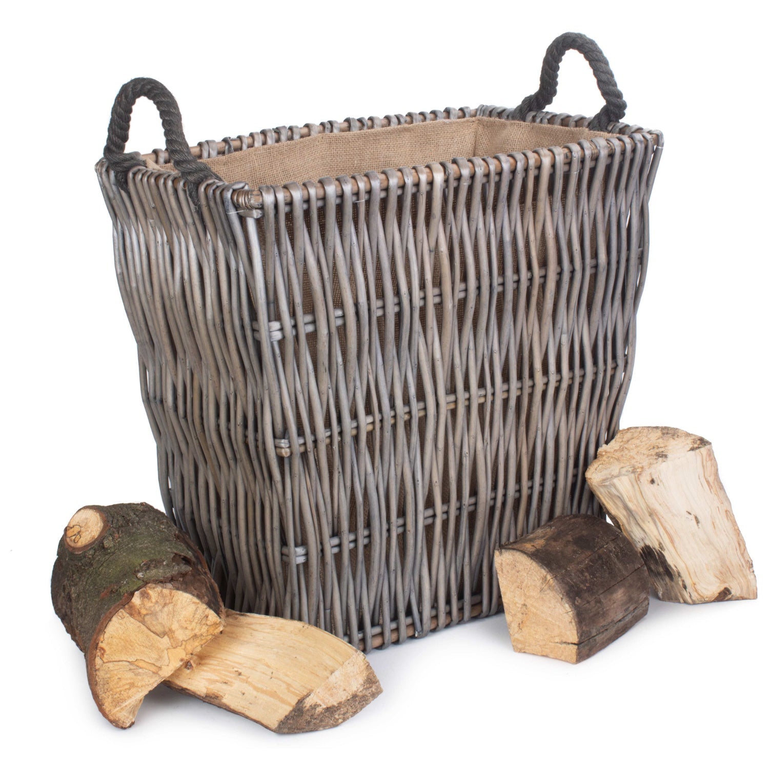 Small Grey Rectangular Log Basket - REGN